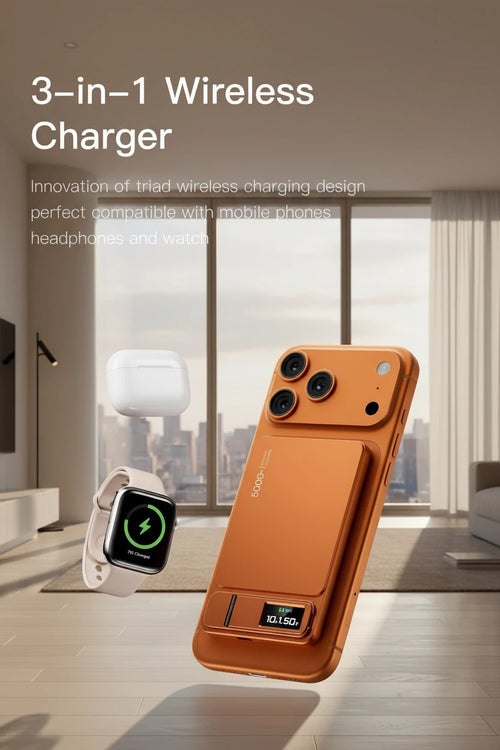 Monduran smartcharge 15w wireless power bank with smart display for iPhone+AirPods+Apple Watch